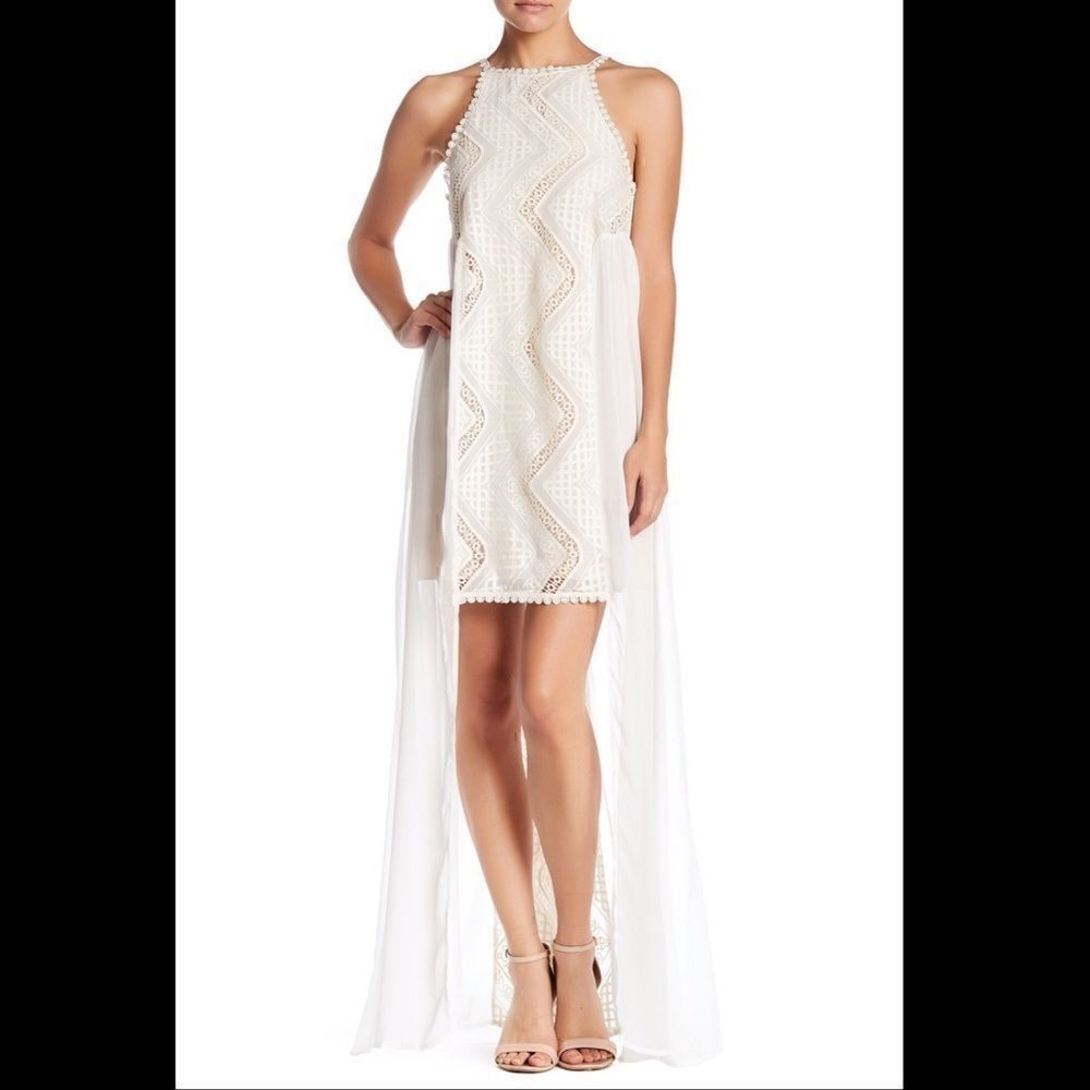 Line & Dot Lyon Lace Hi-Lo Maxi Dress Cream NWT‎